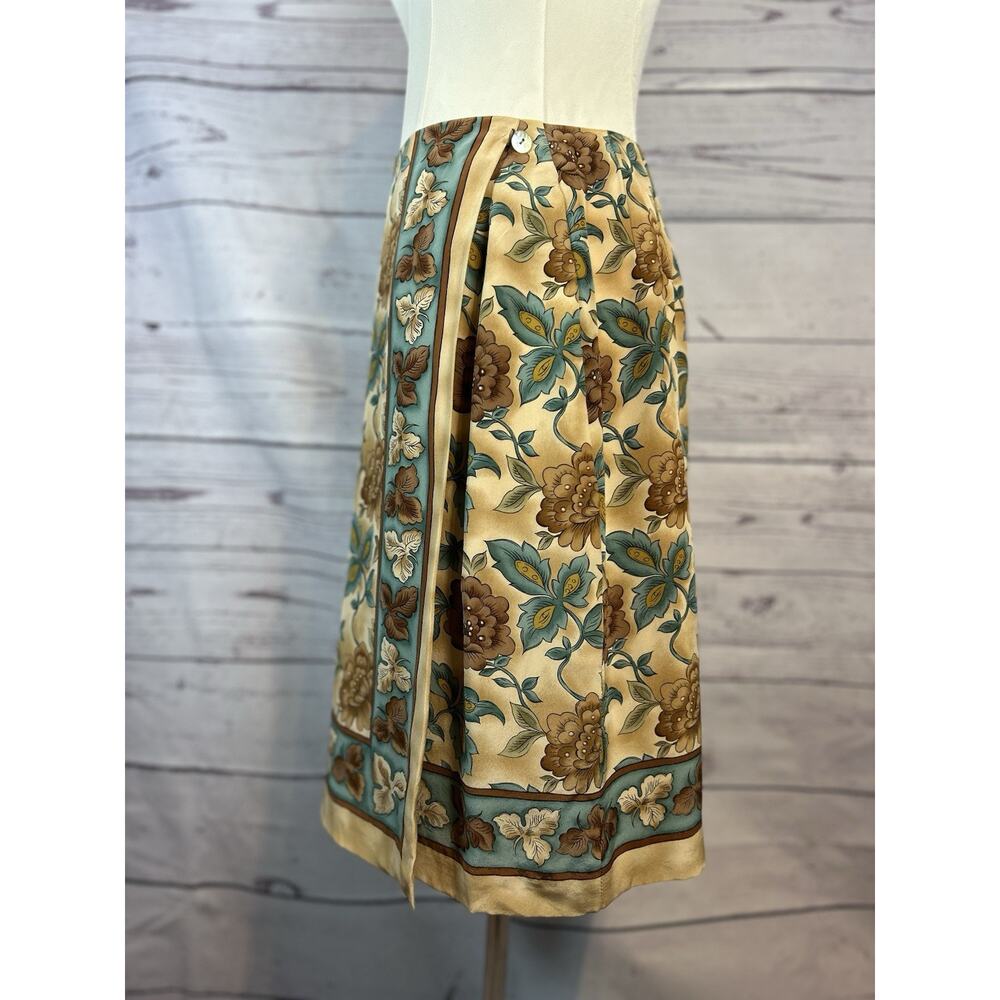 Vintage Barrie Pace Silk Floral Bandana Skirt Size 10 – Made in Korea, Back Zip - Picture 2 of 7